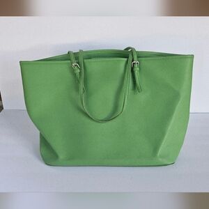 Faux Leather Green Tote Bag